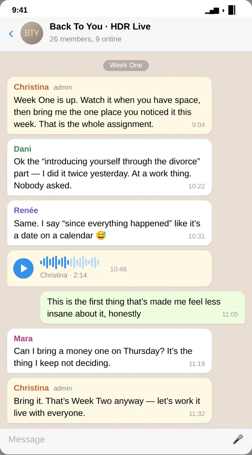 Inside the private Telegram group